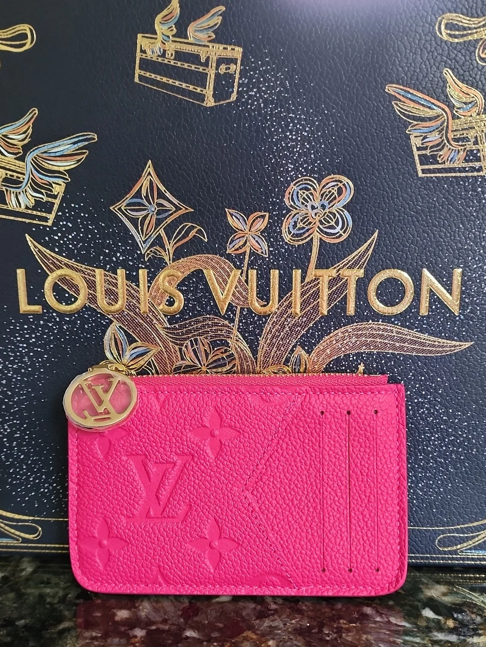 Louis Vuitton Hot Pink Monogram Cardholder with Gold Charm